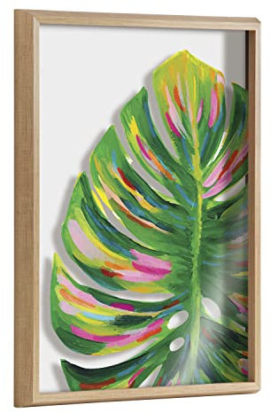 Kate and Laurel Blake Monstera gerahmtes bedrucktes Glas-Wandbild von Jessi Raulet of Ettavee, 45,7 x 61 cm, natürlich, dekorativer Kunstdruck für die Wand