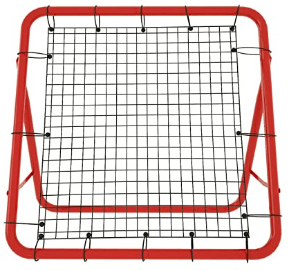 XMTECH Red de rebote de fútbol para hacer ejercicio, tiro de fútbol, béisbol, baloncesto, ajustable, rojo, 100 x 100 x 65 cm