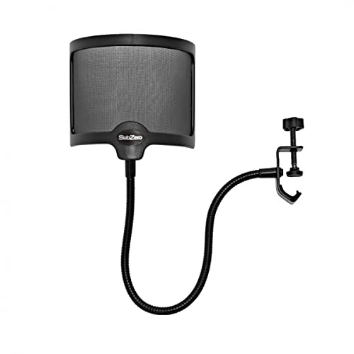 SubZero Professional Vocal Pop Shield Filter for Microphone | Innovative metal mesh filter for clear vocals, deluxe gooseneck clasp for easy positioning, solid durable construction