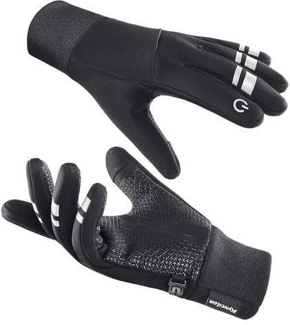 TEMEI Winter Warm Gloves, Thin Windproof Waterproof Thermal Non-Slip Palm, Flexible Touch Screen Finger for Men and Women Cold Weather Bike,Motorcycle,Hiking,Snow (Black, X-Large)