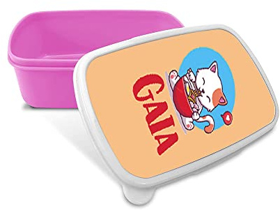 Portapranzo per Bambina Idea Regalo Personalizzato con Nome tema Gattino contenitore per pranzo bambina ragazza Scuola Asilo Elementari Medie Compleanno Natale LunchBox porta merenda design colorato