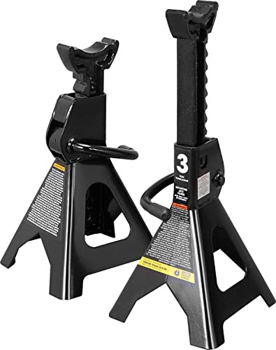 Big RED AT43202BR Torin Steel Jack Stands: 3 Ton (6,000 lb) Capacity, Black, 1 Pair