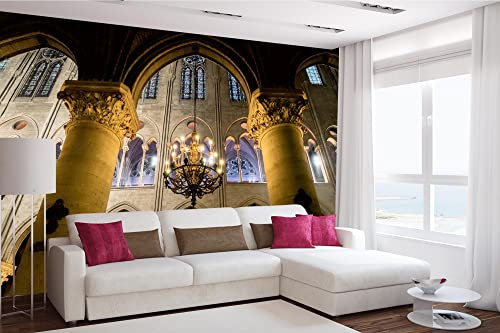 WTD Mantiburi Papier peint photo non tissé Motif Cathédrale de Paris 375 x 250 cm (avec colle) – Papier peint non tissé – Papier peint mural Tapisserie – Prêt à monter