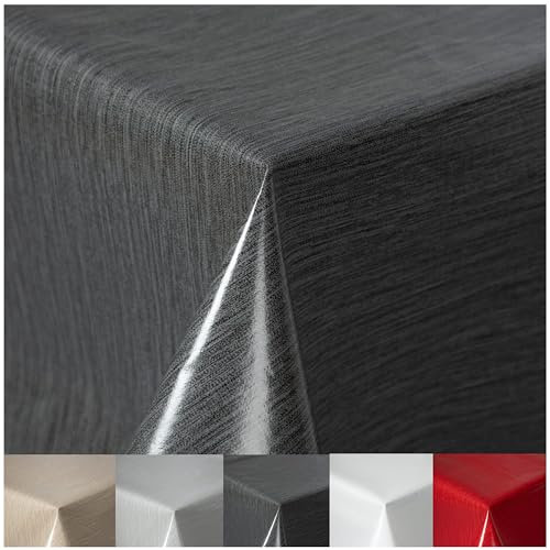 Wachstuchtischdecke Tischdecke abwaschbar PVC Plastik-Tischdecken Gartentischdecke RUND OVAL ECKIG Rechteckig Outdoor Wachs Tafeldecke (Dunkelgrau, Eckig 130x160cm)