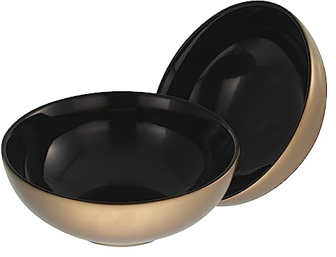 Creatable, 25852, Serie GOLDEN DAYS schwarz, 2-teiliges Geschirrset, Müslischale aus Steinzeug, spülmaschinen- und mikrowellengeeignet, Qualitätsproduktion