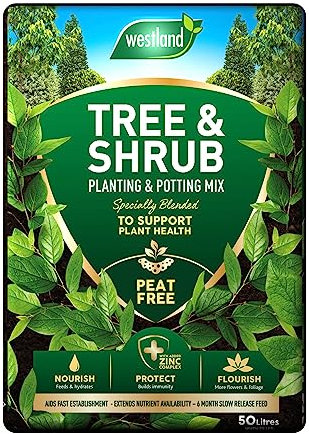 50L Tree & Shrub Mix Compost Peat Free Gardening Soils for Outdoor and Indoor Planting, Small to Large Plants Promotes Rooting For Fast Establishment, Blended To Support Plant Health
