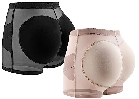 Moollyfox 2 st Culotte Gainante Femme Ventre Platat osynlig culott, culotte push up Dentelle Remonte Fesses Ventre Plat, elastisk ventre platta formande byxor hampa förstärkare kroppsformande, Aprikos + svart, M