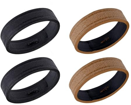 ANNEFIT Soporte para Correa de Reloj, 4pcs Retenedor de Correa de Reloj de Cuero para Correas 20mm (Negro+Marrón Claro)