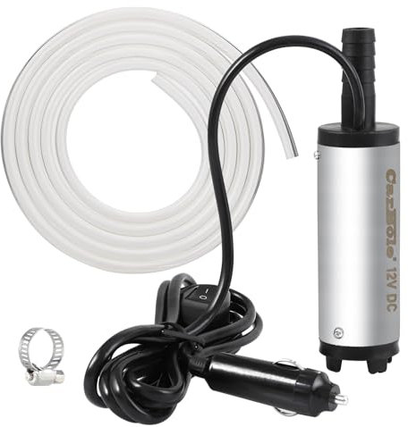 CarBole Ölpumpe Wasser Pumpe DC 12V,38mm,Tauchpumpe,Kraftstofftransferpumpe mit 3m Schlauch,Tragbare Öl Diesel Kraftstoffpumpe mit Zigarettenanzünder und Filter