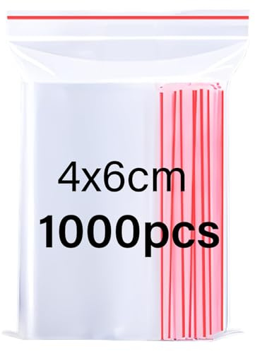 Omtofo 1000 Stück 4x6cm Druckverschlussbeutel, Plastikbeutel Verschließbar Transparent Klein Zip Beutel, PE Polybeutel Reißverschluss Tütchen Zipper Plastikbeutel