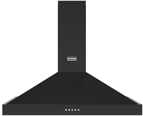 Stoves Sterling 90PYR Pyramid 90cm Chimney Cooker Hood for Ducted/Recirculating Ventilation - Black