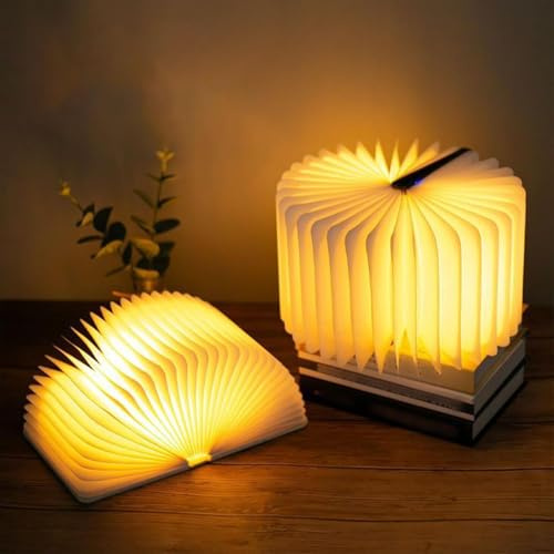 DLUFYEI Wooden Book Light, Book Lovers Gifts, Foldable Book lamp for Christmas Gift, Home and Office Decoration Gift idea