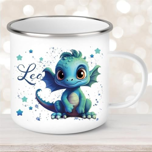 Tasse Wunschname Drache #2 Emaille Kinderbecher