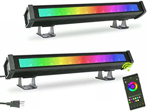 Mingchengheng RGB LED Strahler, 2 Stück 36W RGB LED Wallwasher Licht Mit Fernbedienung, LED Bar Lichteffekte Wasserdicht Smart Partylichter Für DJ Disco Garten Halloween Bühnenlichter