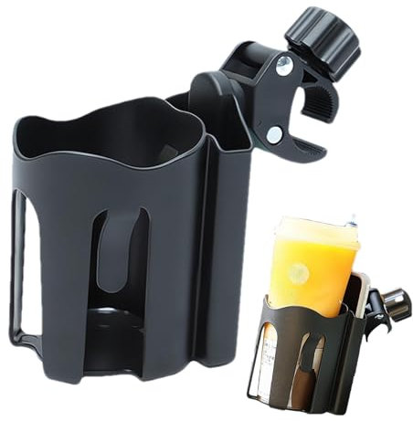 1/2 Pram Cup Holder, Drink Coffee Cup Holder With Phone Holder Organizer | Stroller Cup Holder For Stroller, Pushchair, Wheelchair, Walker | Pram Accessories