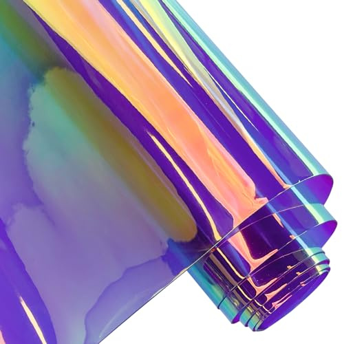 ONEART | Holographische schillernde PVC-Folie, 40×135 cm Transparentes Vinyl-Gewebe für Taschen DIY-Dekor-Projekte-Lila