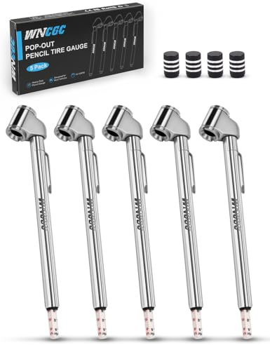 Pencil Tire Pressure Gauge, 10-120PSI Dual Head Air Gauge Tire Pressure Heavy Duty Tire Valve Gauge for Truck Car RV ATV Motorcycle (5 Pack)