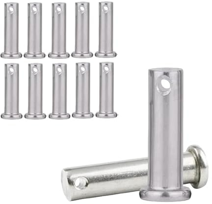 Gabelkopfstifte, M6 x 30 mm, Edelstahl, Flachkopfstift, verzinkte Gabelkopfstifte, T-förmiger runder Stift für Anhängerkupplungsstifte, 10 Stück