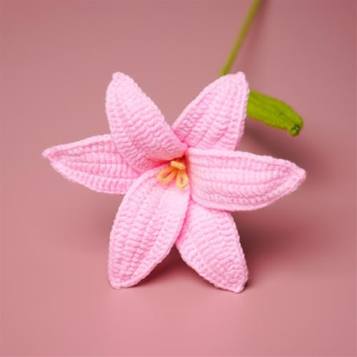 5 PZ 42CM/16.5IN Bouquet di fiori all'uncinetto Bouquet di gigli all'uncinetto fatto a mano Bouquet lavorato a maglia Bouquet di rose all'uncinetto for San Valentino Festa della mamma Compleanno Decor