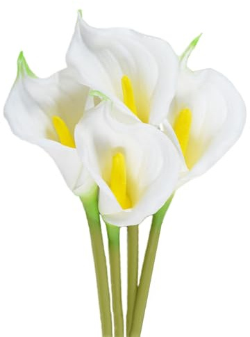 XZJMY Calla-Lilie, künstliche Calla-Lilien, 61 cm, langer Stiel, künstliche Calla-Lilien, Seidenblumen, künstlicher Blumenstrauß für Hochzeit, Brautstrauß, Heimdekoration, Tafelaufsatz (4, Weiß), 4