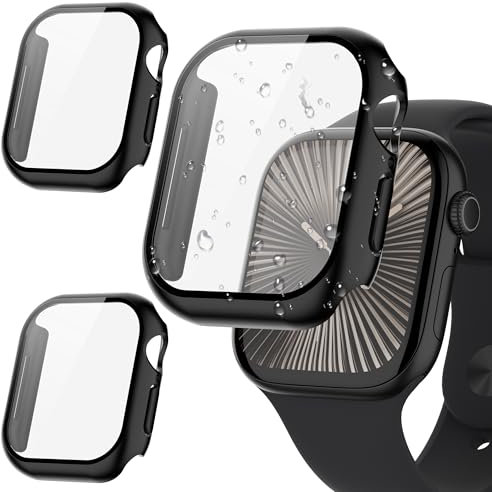 Protective Case for Apple Watch 10 46 mm Screen Protector, 2 Pack Transparent Protective Case with Scratch-Resistant Ultra Thin Smartwatch Case Hard PC Protector Cover Case for iWatch Series 10, Black