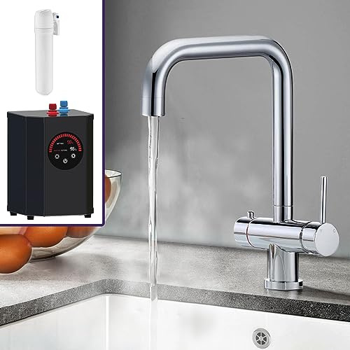 Nes Home Instant Boiling Water Kitchen Tap Square Chrome, Boiler & Water Filter