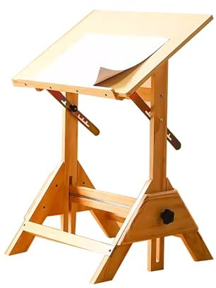 Generisch Künstlerschreibtisch aus Massivholz mit natürlichem Design, einstellbare Höhe und Winkel, Architektentisch, Schreib- und Lesestudio (Größe: 60 x 90 cm)