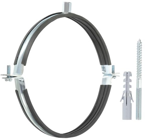 PATIKIL 8/200mm Split Ring Pipe Hanger, Heavy Duty Adjustable Pipe Bracket Clamp Galvanized Iron Wall Ceiling Mount Pipe Strap Support with Screws & Expansion Tube, Black