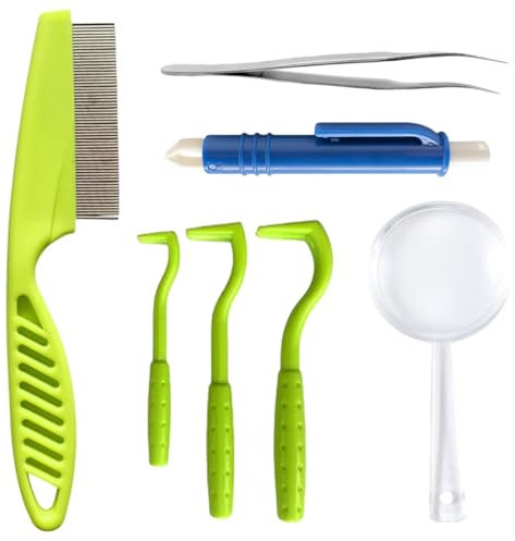 OHREN Pinzetta per Rimozione Zecche per Cani, Set di 5 Pinza Strumenti per La Rimozione delle Zecche, Protezione sicura Contro Le Zecche per Bambini e Animali per Gatti e Esseri Umani