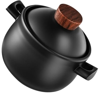PRETYZOOM Olla de Cerámica para Cocinar 1.8l, Cacerola Doméstica Resistente al Calor, Diseño Binaural, para Estofados y Sopas, Aparatos de Cocina para Uso en Fogones de Gas, Cacerola