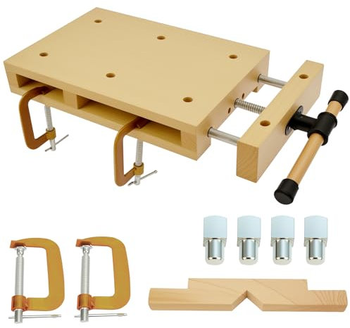 Banco Da Lavoro Portatile-46,5 × 28 × 7 cm, Mobile Tavolo Da Lavoro Con Morsa, Morsa Da Banco Falegname, Adatto Per Intaglio, Taglio, Serraggio, Piallatura