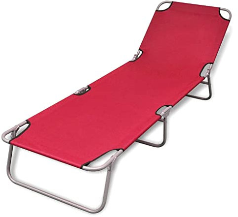 XINCXIN Klappliege, gartenstuhl hochlehner relaxliege Wohnzimmer korbsessel Outdoor Patio Chairs Geeignet für Terrace Home Balcony Garden Pulverbescchteter Stahl Rot