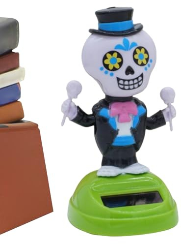 Figurines Dansantes Solaires pour Tableau de Bord, Personnages à Tête Oscillante, Figurine Squellette Collectionnable pour Intérieur de Voiture et Décoration
