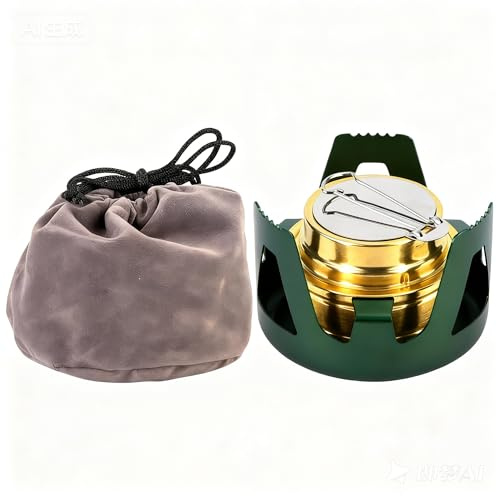 ANGGREK Brûleur à Alcool Portable Réchaud de Camping Extérieur avec Poignée Pliable et Conception Légère et Compacte pour Barbecue