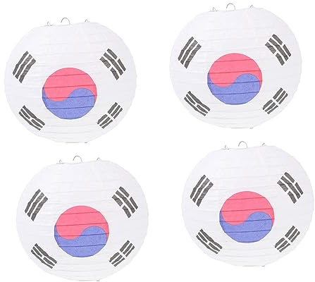 Operitacx 4 Stück Faltbare Korea Stil Laternen Dekorative Papierlaternen für Restaurant Grill und Garten Runde Form für Festlichkeiten und Outdoor Dekoration Hochwertige Verarbeitung