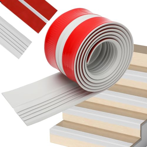 RANJIMA Profilo autoadesivo per bordi delle scale, in PVC, autoadesiva, profilo angolare antiscivolo, bordo per scale (grigio, 1 m)