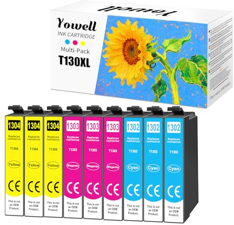 Yowell 9X T1306 Druckerpatronen Kompatibel für Epson T1306 T1302 T1303 T1304 für Stylus SX525WD SX535WD SX620FW Office B42WD BX925FWD BX635FWD Workforce WF-3520DWF WF-7525 WF-7015