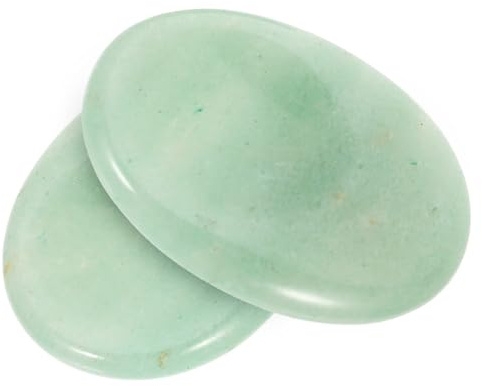Baluue 2pcs Natural Thumb Stone and Finger Massage Stone Set Oval Green Aventurine Mini Scraping Plates for Stress Relief and Anxiety Reduction Portable Worry for Relaxation and Pressure Massage