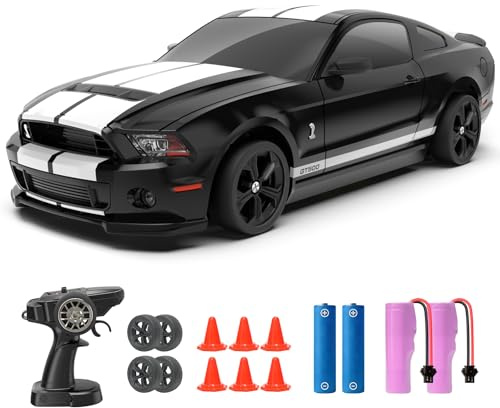 YONCHER Macchina Telecomandata, RC Drift Car per Bambini, Ford Mustang Shelby GT500 con licenza ufficiale, 1:24 20KM/H 4WD Macchine Telecomandate, Radiocomandata Auto per Adulta