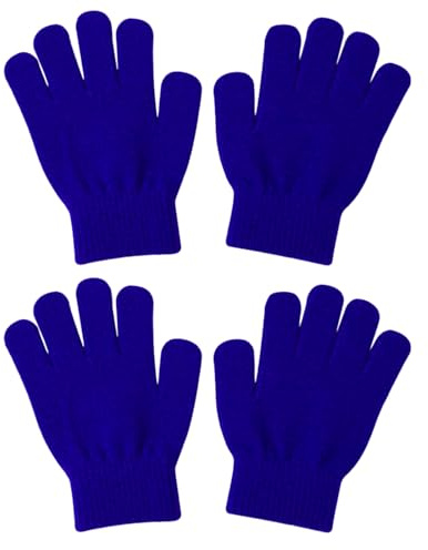 BDGYCK 2 Pairs Winter Magic Gloves Kids(navy blue) | Kids Children's Winter Magic Warm Knit Full Finger Stretchy Gloves for Boys or Girls