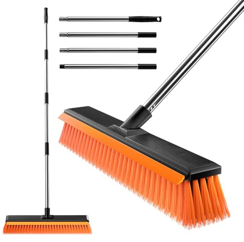 JiveSnip Escoba de Jardín de Alta Resistencia con Raspador de Goma, Cepillo para Exteriores para Barrer Patios, Entradas, Terrazas y Jardines (45cm)