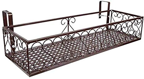 Schmiedeeisernes Balkon-Pflanzenregal, dekorativer Blumenständer für Geländer, europäischer Stil, perfekt für Hausgartendekoration