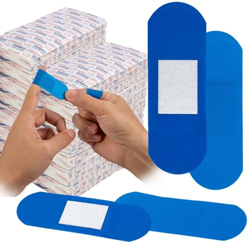 150 Stück blaue nachweisbare Bandagen 72 x 25 mm – wasserfeste pflster für Finger, lebensmittelsicher, mit Metallnachweis, latexfrei (Polyester)
