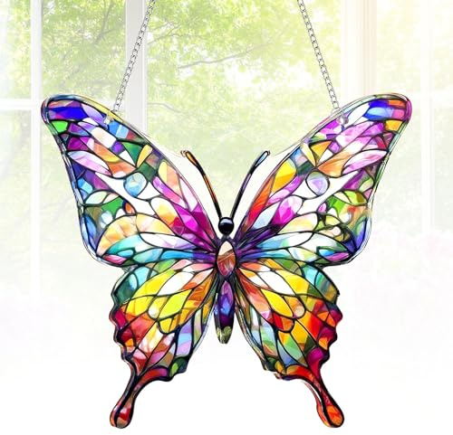 Mariposa para ventana para decoración de dopamina, decoración de ventanas acrílicas, moderna con juego de luz, decoración colgante para todo el año, ventana para balcón y jardín, decoración estética