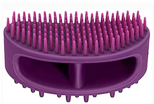 Soft Silicone Dog & Cat Grooming Brush - Pet Bath & Massage for Short or Long Hair - Slicker Shedding Hair Brush Purple