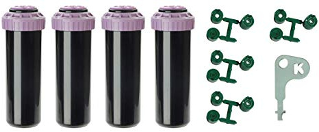 K Rain ProPlus 3/4 Reclaimed Water (RCW) Gear Drive Rotor Sprinkler 4 1/2 Pop-Up | 22' - 50' Spray Distance, 40° - 360° Arc Spray Pattern with Full-Circle | Includes Install Kit (4 Pack)