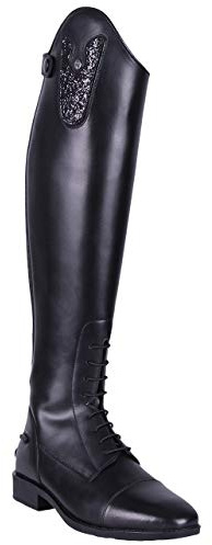 QHP Leder-Reitstiefel Sasha Adult weit schwarz mit wechselbarem Oberteil, RV hinten (38 EU)