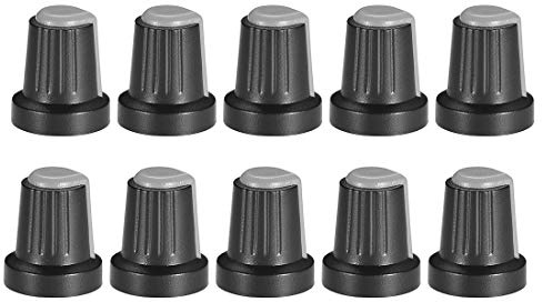 sourcing map 10Stk. Lautsprecher Effektgerät Verstärker Potentiometer Knopf 6mm Wellenbohrung Grau