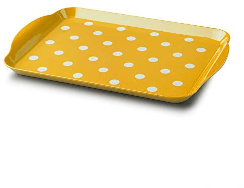 Zeal G201M Plateau de service en mélamine Motif pois Moutarde 30 x 21 cm