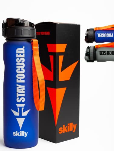 skilly YPO 1.0 - Borraccia da 1 l, senza BPA, a prova di perdite, chiusura con un clic, borraccia sportiva in Tritan, con filtro per frutta, 1 litro per fitness, attività all'aperto, bicicletta,